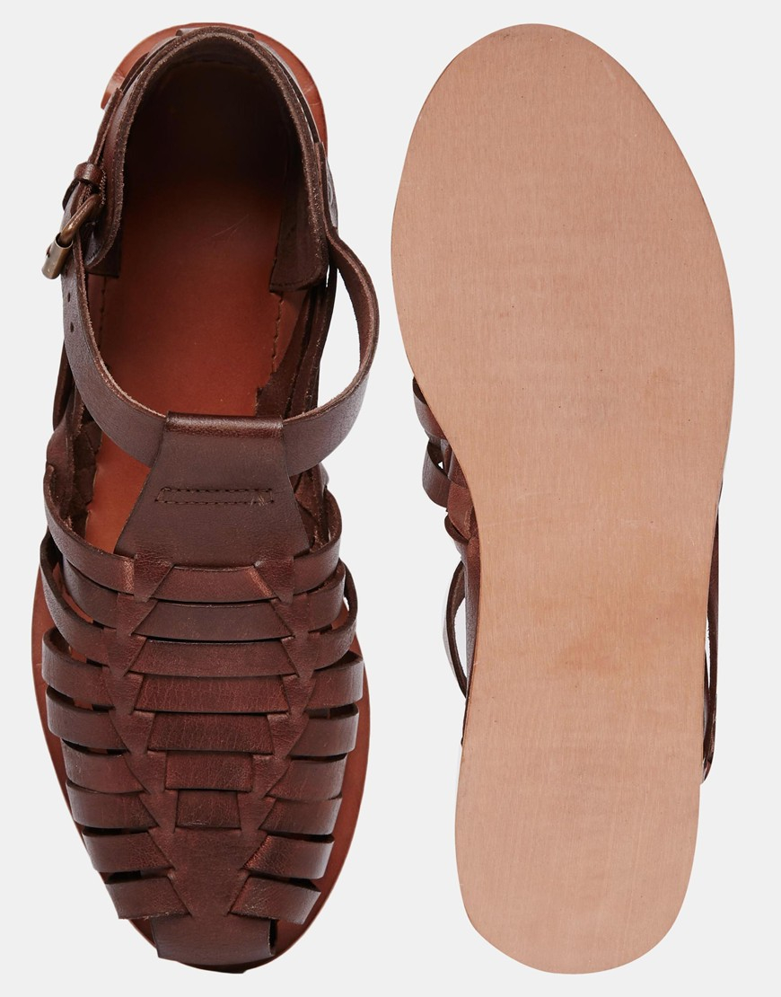 Lyst - Asos Fisherman Sandals In Leather in Brown for Men