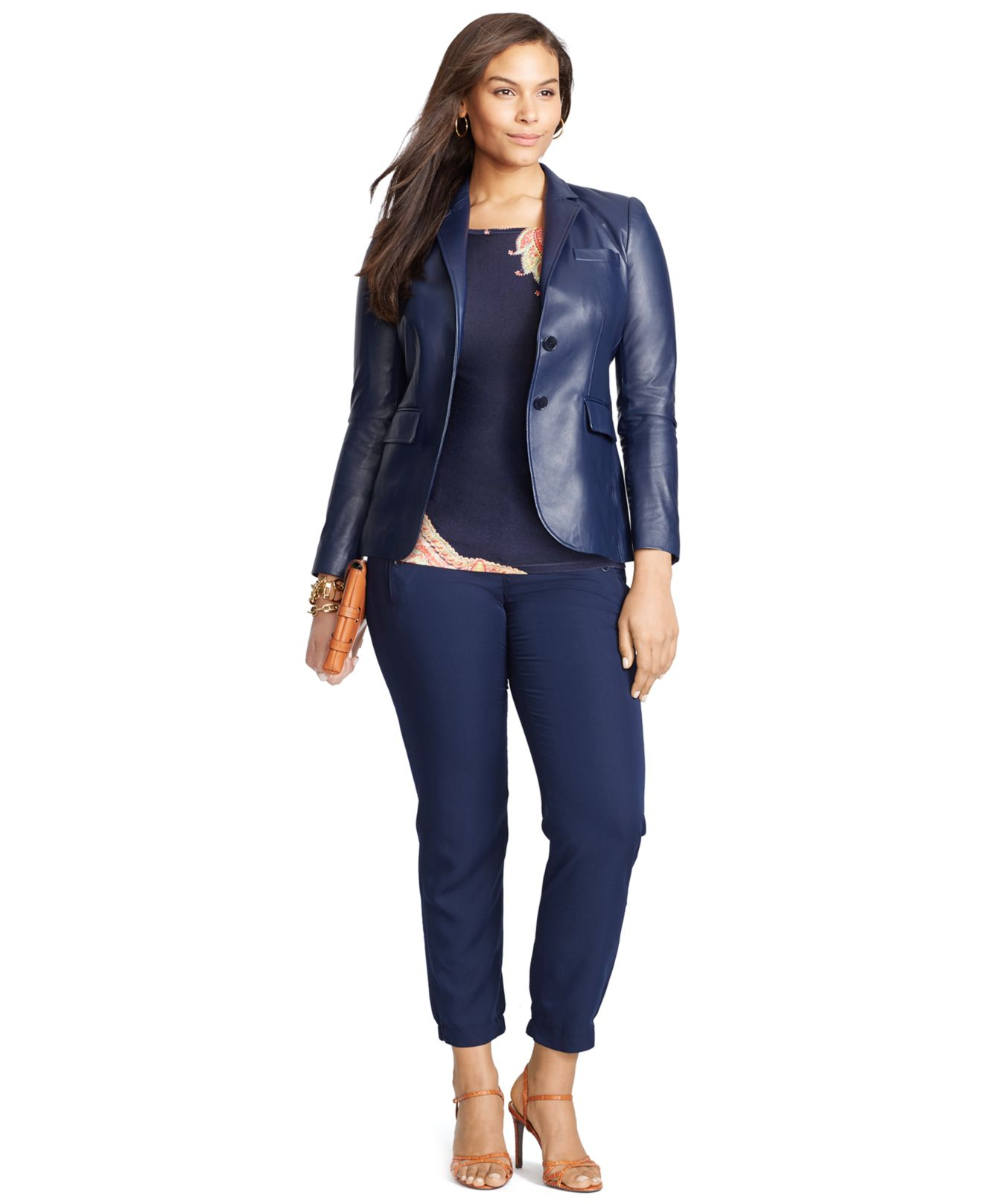 Lauren By Ralph Plus Size 2 On Leather Jacket In Blue Gallery