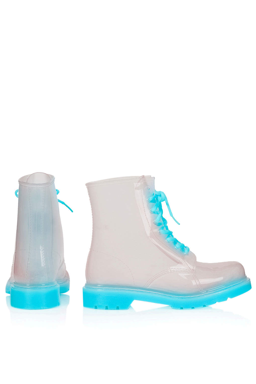 Lyst - Topshop Mud Festival Jelly Boots Clear in Blue