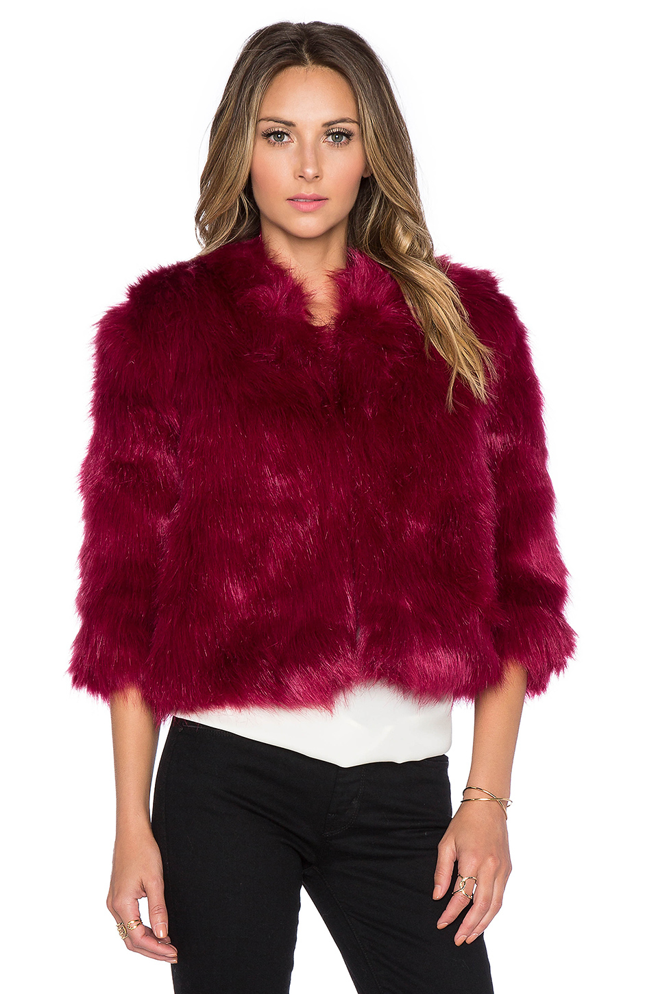 Lyst - Lucy paris Cropped Faux-Fur Jacket in Purple