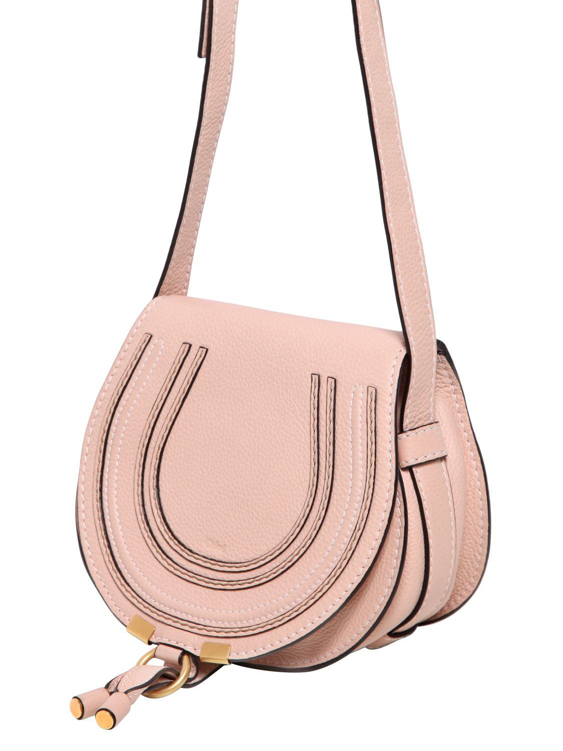 Lyst - Chloé Small Marcie Leather Crossbody Bag in Pink
