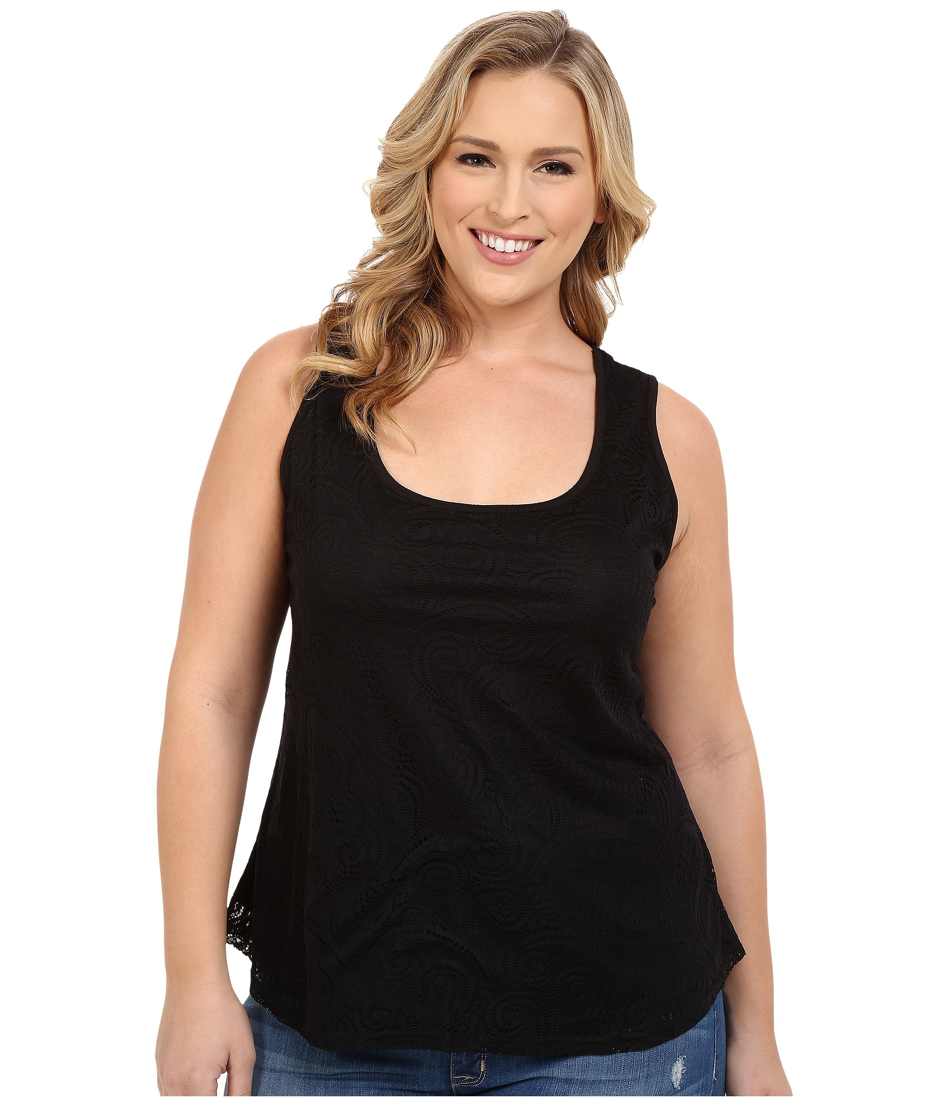 Lyst Roper Plus Size 0222 All Over Lace Tank Top W Lining In Black 
