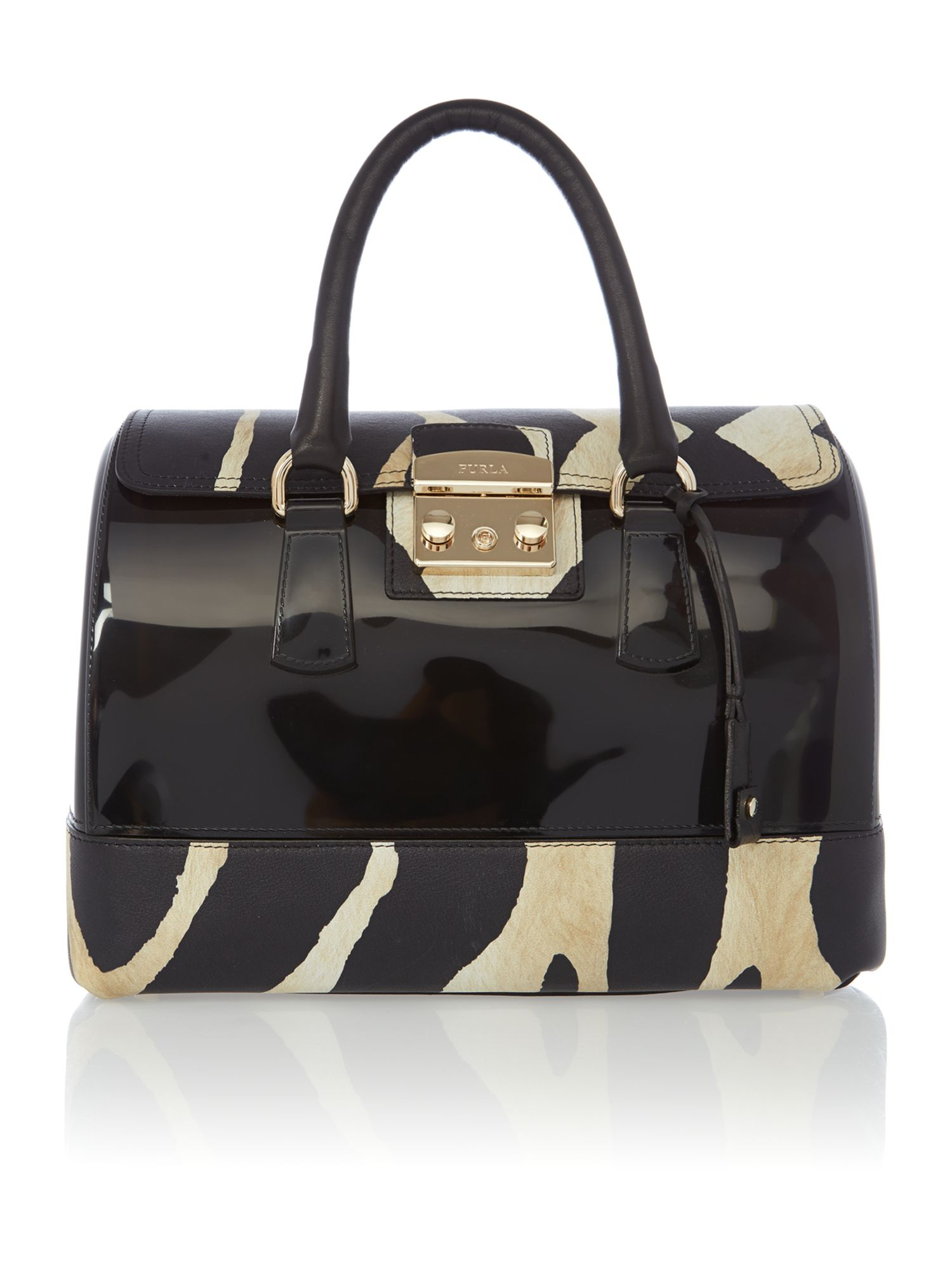 Furla Candy Multi Coloured Zebra Lock Bowling Bag in Black (Multi ...  