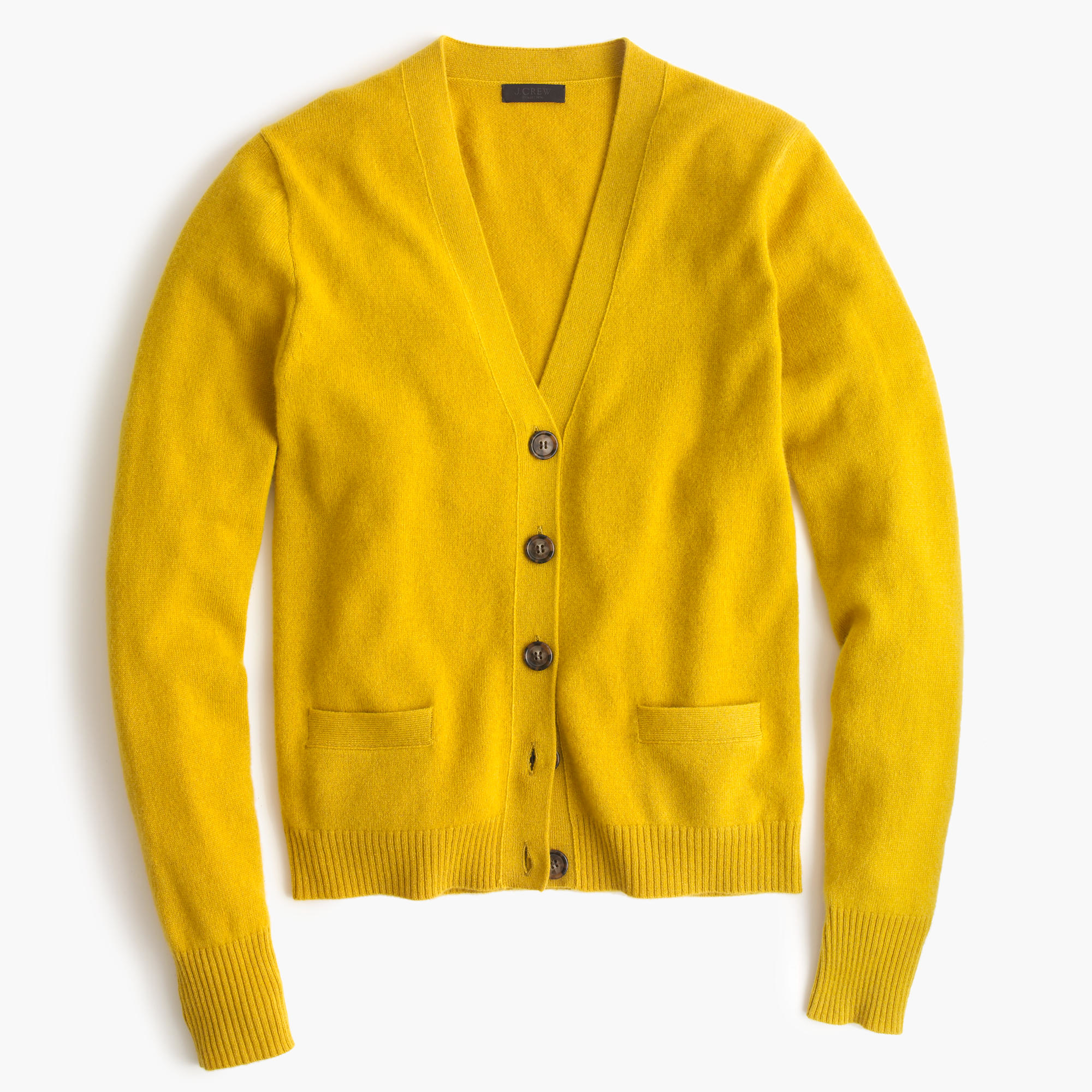 J.crew Collection Cashmere Short Cardigan Sweater in Yellow (hthr ...