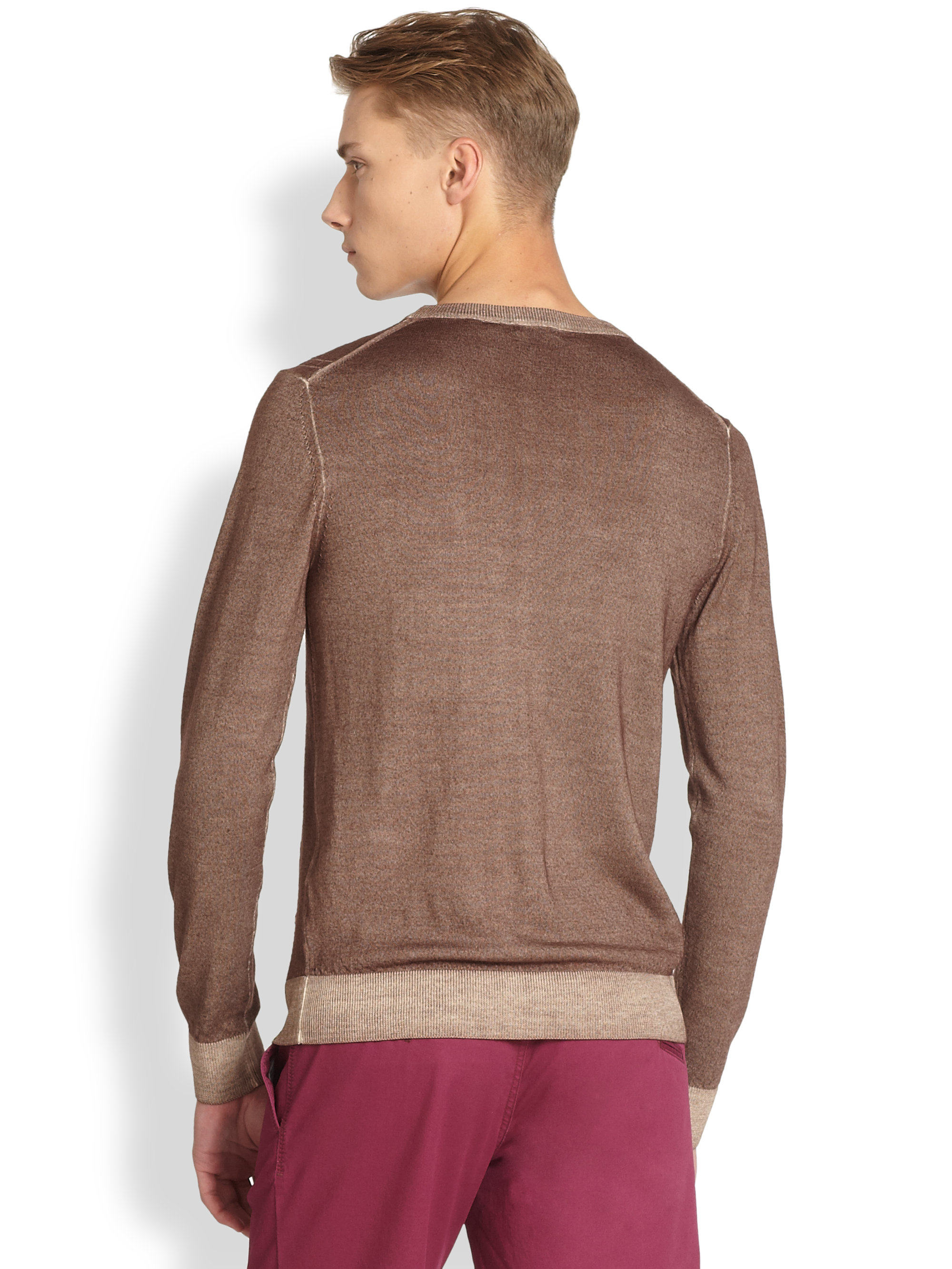 J lindeberg Coleman Wash Merino Wool Sweater In Brown For Men Lyst