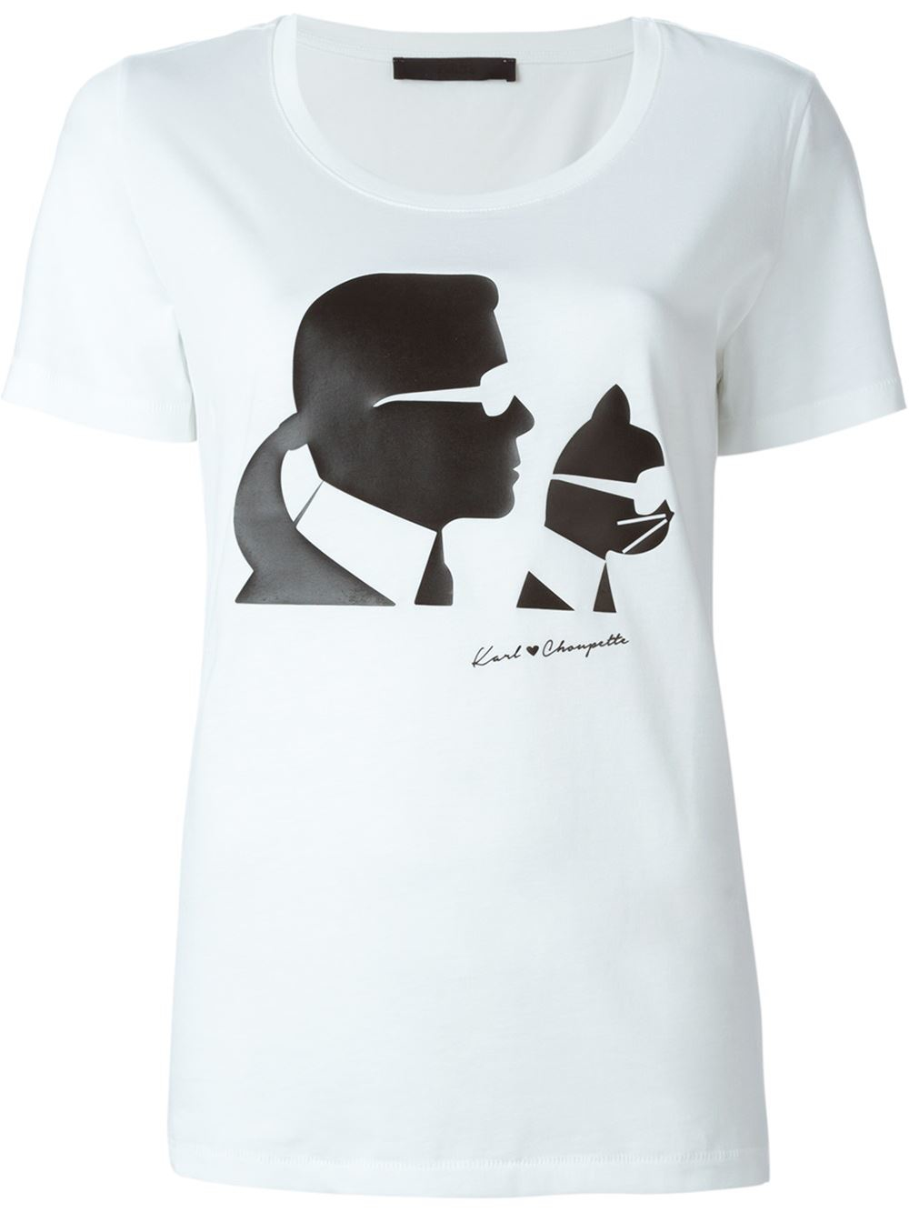 Karl lagerfeld Karl & Choupette Print T-shirt in White | Lyst