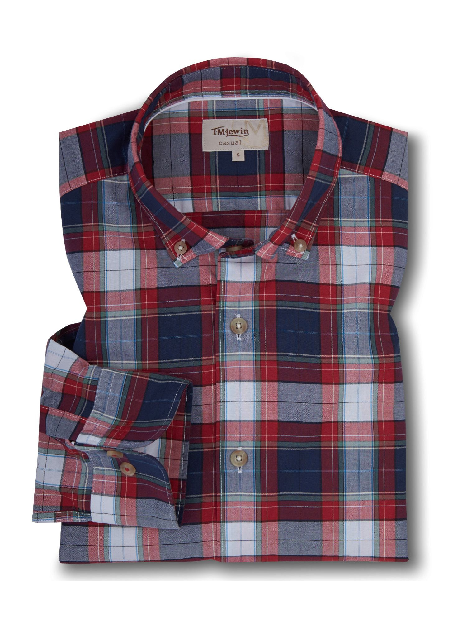 tm-lewin-check-long-sleeve-casual-shirt-in-blue-for-men-lyst
