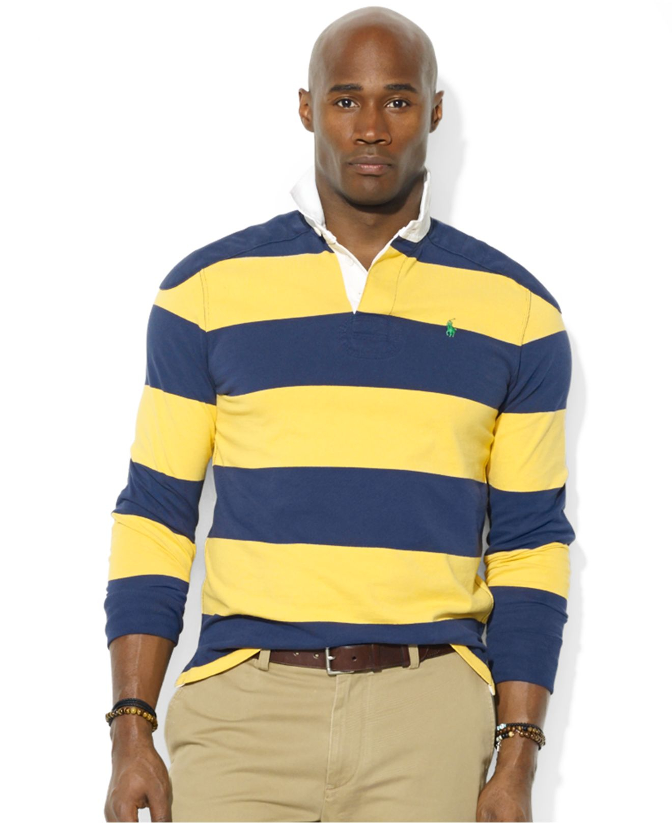 Polo Ralph Lauren Big And Tall Long-Sleeve Stripe Rugby Shirt in Blue