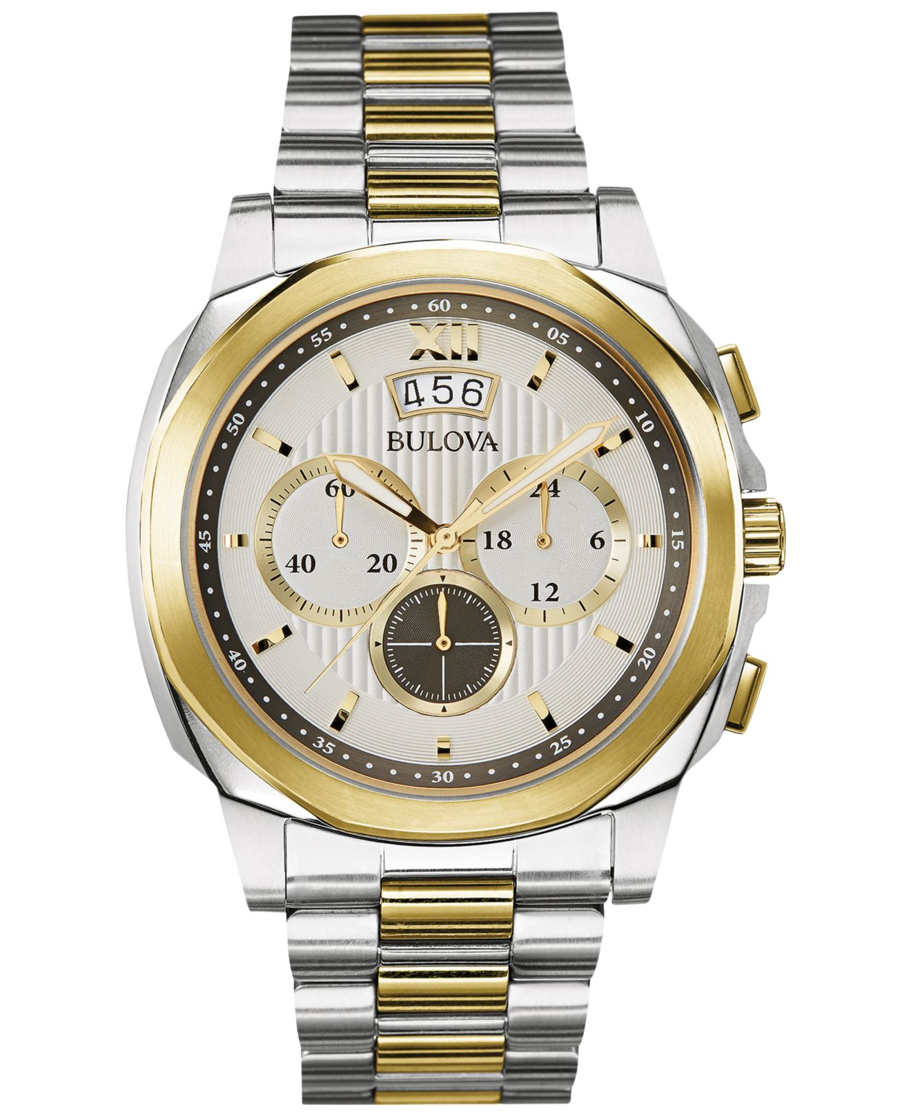 bulova men's chronograph sport stainless steel bracelet watch 43mm