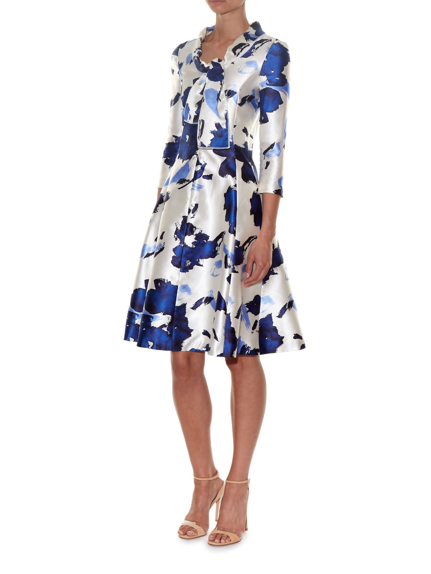 oscar de la renta blue and white dress