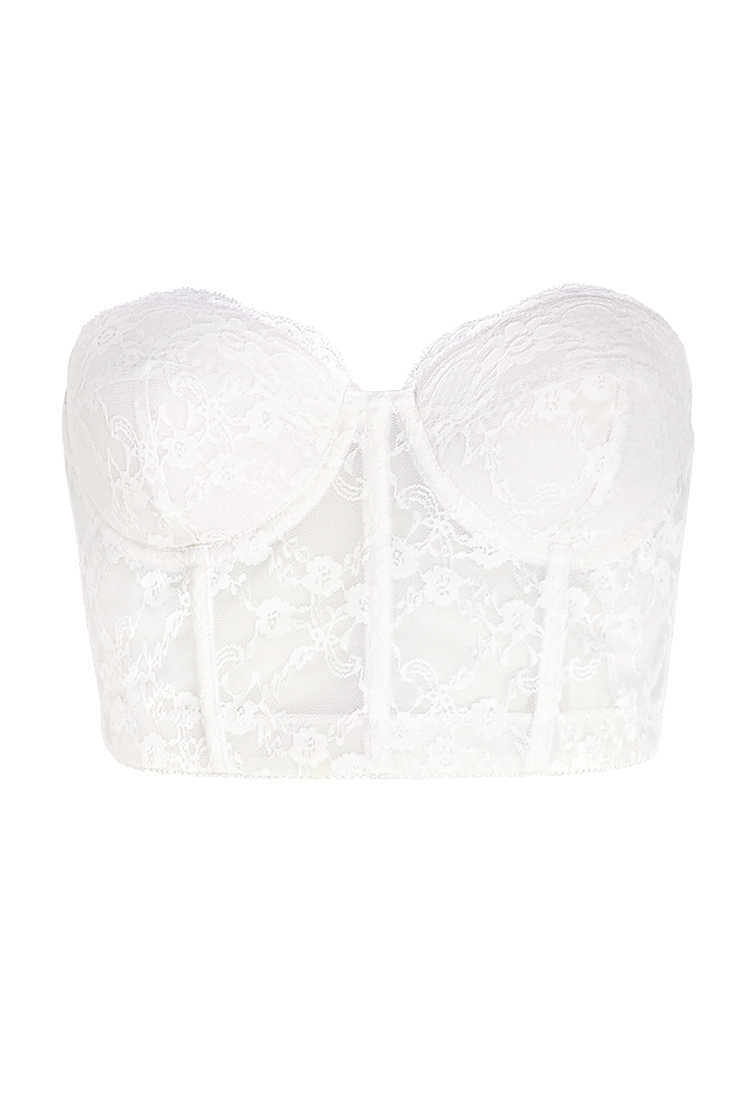 Lyst - Forever 21 Strapless Lace Corset Bra in White