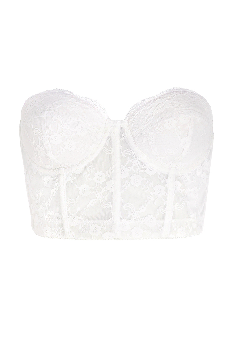 Forever 21 Strapless Lace Corset Bra in White