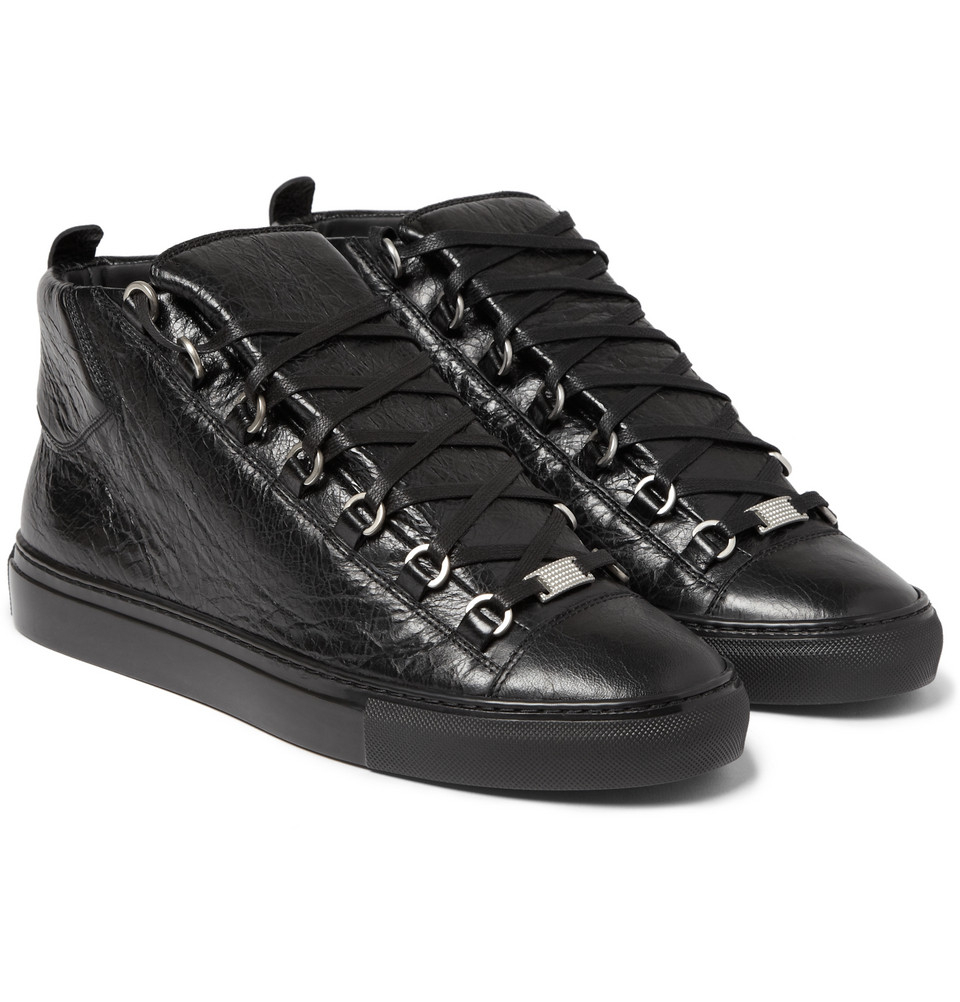 Lyst - Balenciaga Arena High-Top Leather Trainers in Black for Men