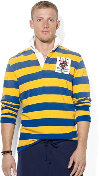 Polo Ralph Lauren Striped Rugby Shirt in Yellow for Men (Basic Gold) | Lyst