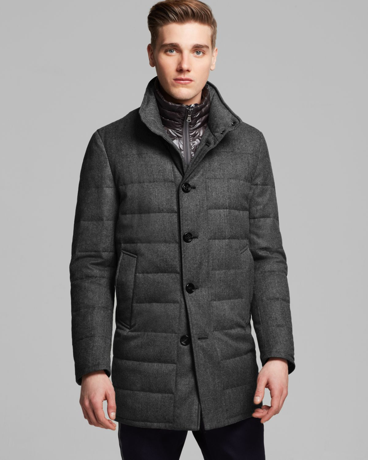 Moncler Vallier Coat in Gray for Men | Lyst