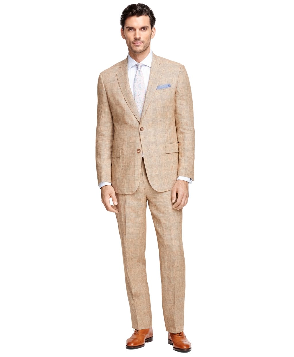 Brooks brothers Regent Fit Plaid Linen Suit in Brown for Men | Lyst