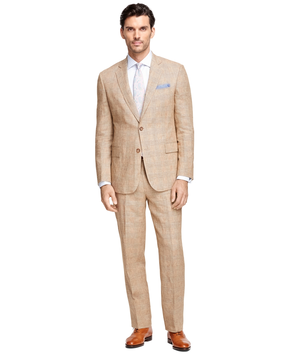 Lyst - Brooks Brothers Regent Fit Plaid Linen Suit in Brown for Men