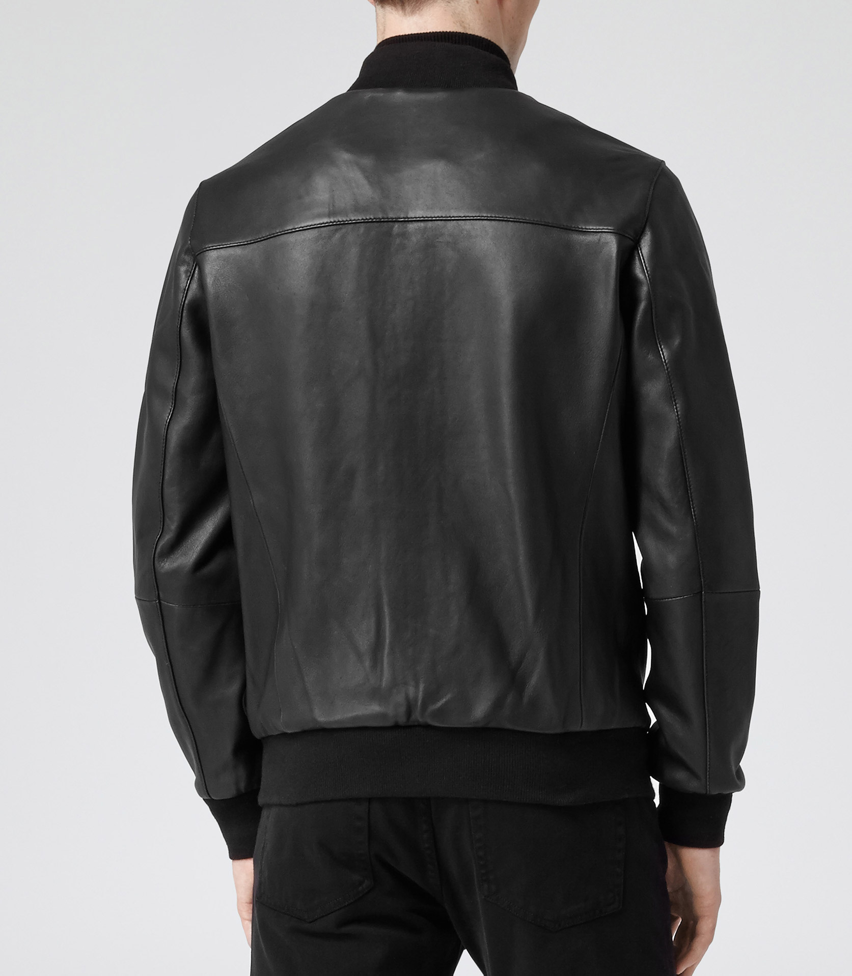 Lyst - Reiss Virgil Leather Bomber Jacket in Black for Men