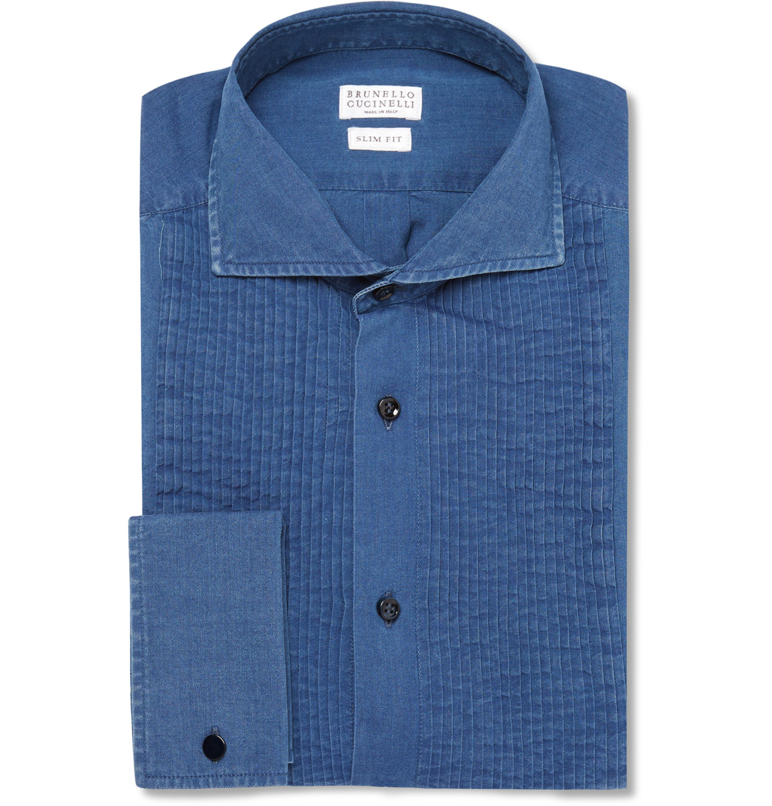 Brunello cucinelli Blue Slim-fit Bib-front Denim Tuxedo Shirt in Blue ...