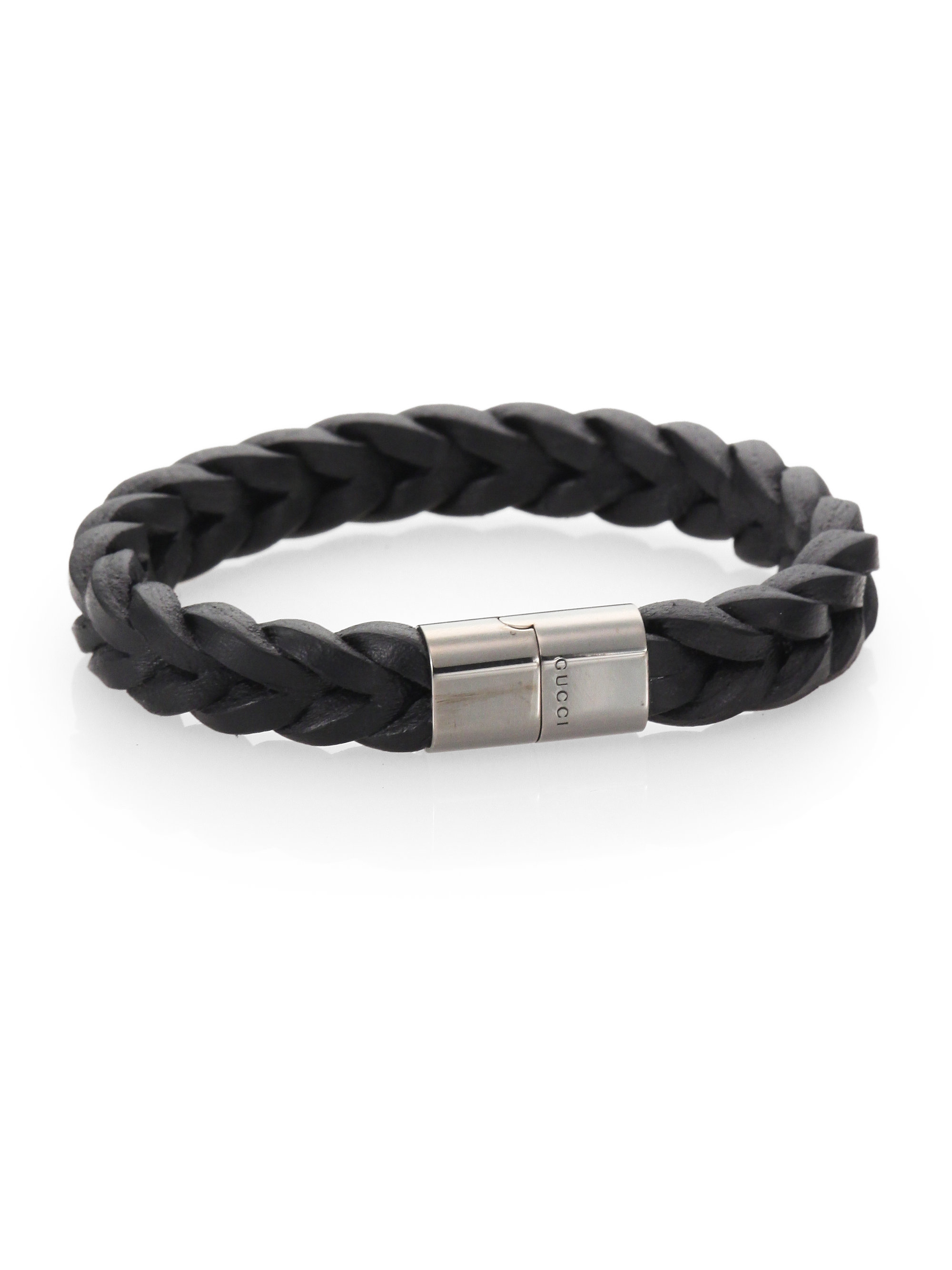Lyst Gucci Woven Leather Bracelet In Black For Men Gallery