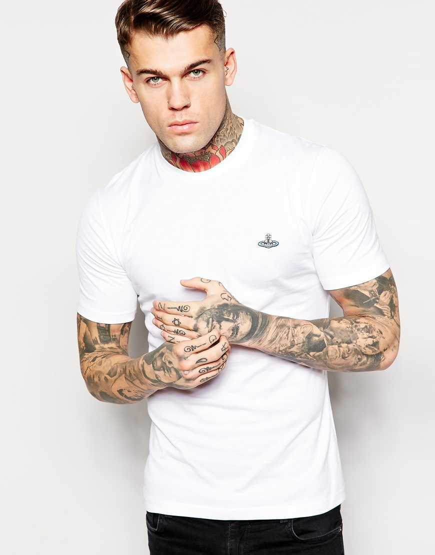 Lyst - Vivienne westwood T-Shirt With Embroidered Orb Logo in White for Men