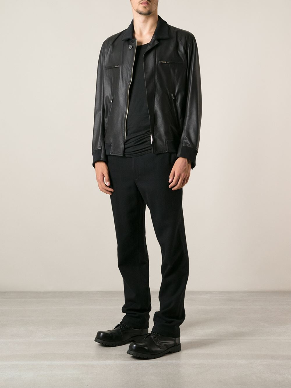 Ann Demeulemeester Leather Er Jacket In Black For Men Lyst Gallery