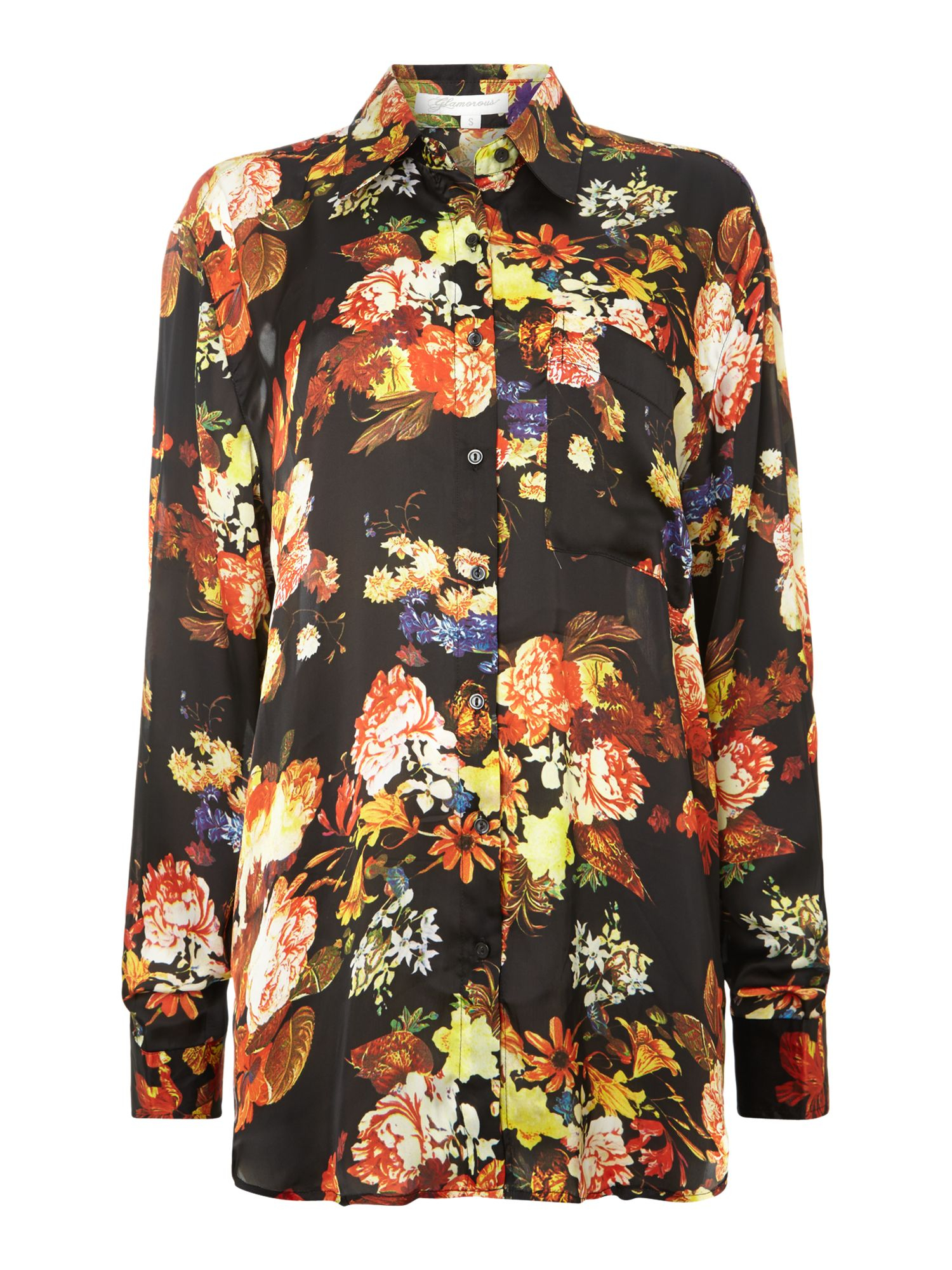 Glamorous Oversized Floral Print Shirt in Floral (Black Multi) | Lyst