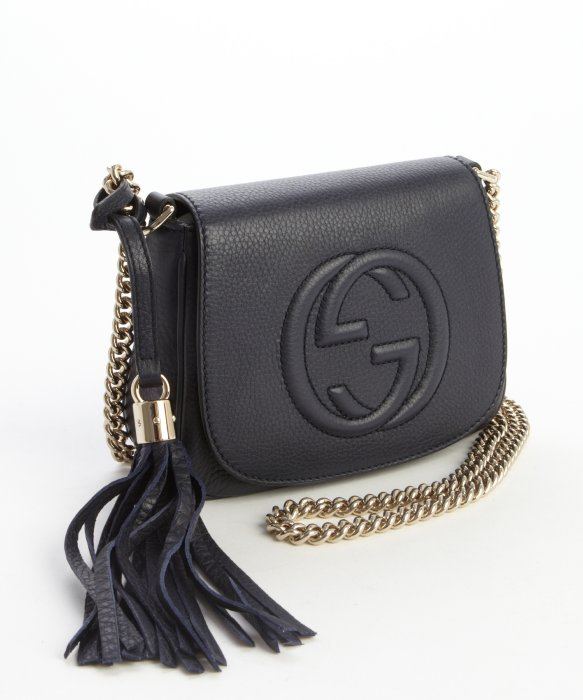 Gucci Navy Soho Chain Shoulder Strap Bag in Blue | Lyst
