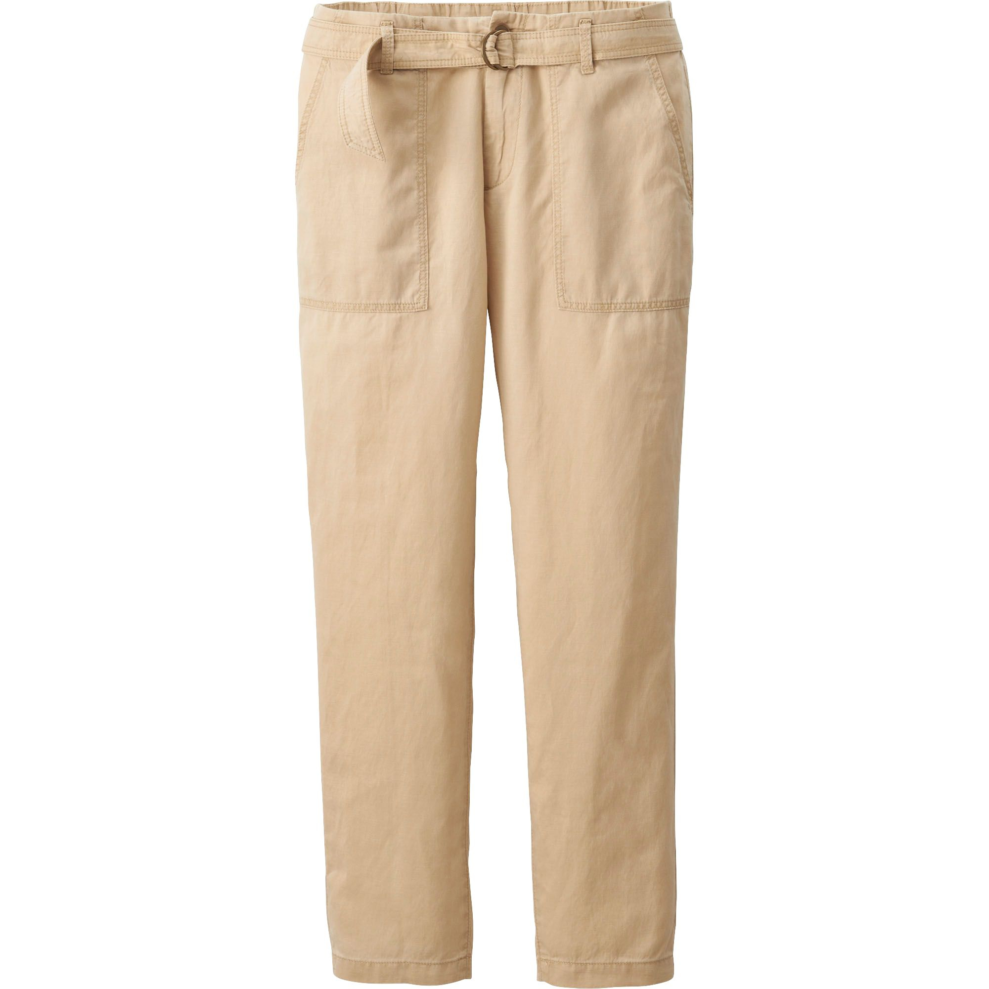 Uniqlo Women Tencel Linen Ankle Length Pants in Beige | Lyst