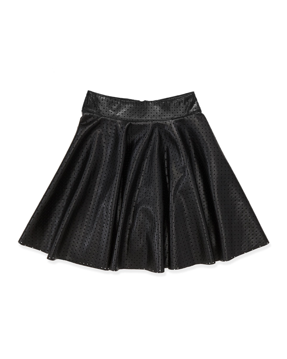Un Deux Trois Perforated Fauxleather Circle Skirt Black Large in Black ...