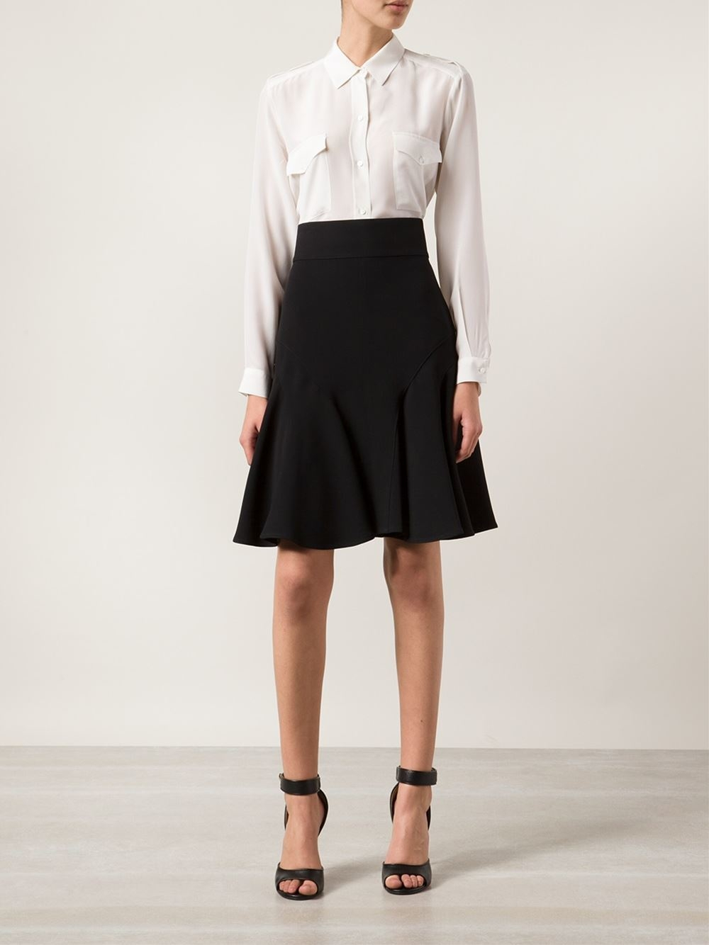 Lyst - Givenchy A-Line Godet Skirt in Black