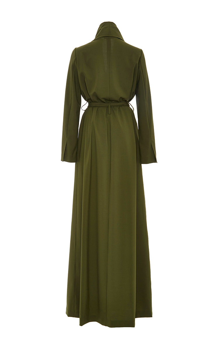 Zac posen Tropical Wool Long Robe Coat in Green Lyst