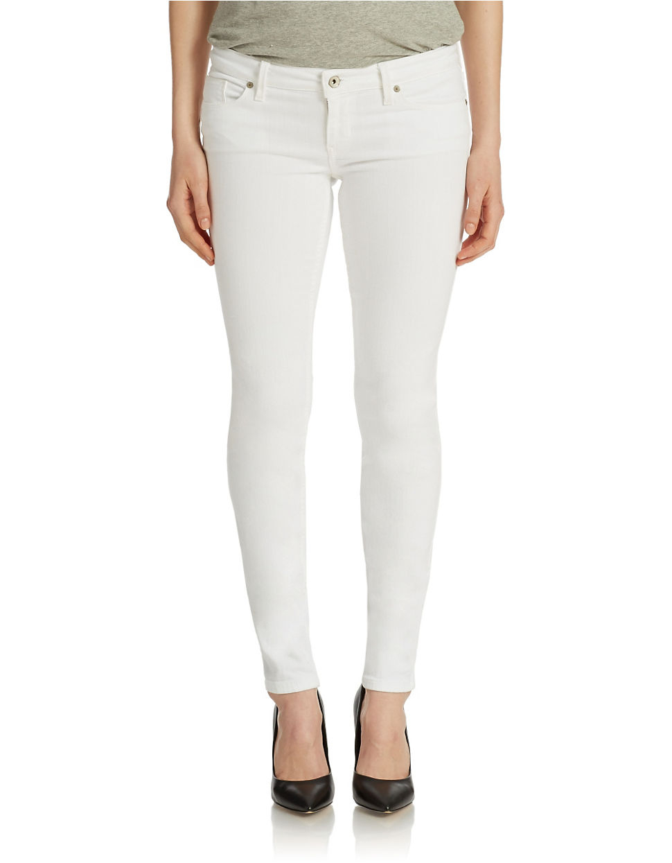 Lyst Guess Low Rise Power Skinny Jeans In White 9166