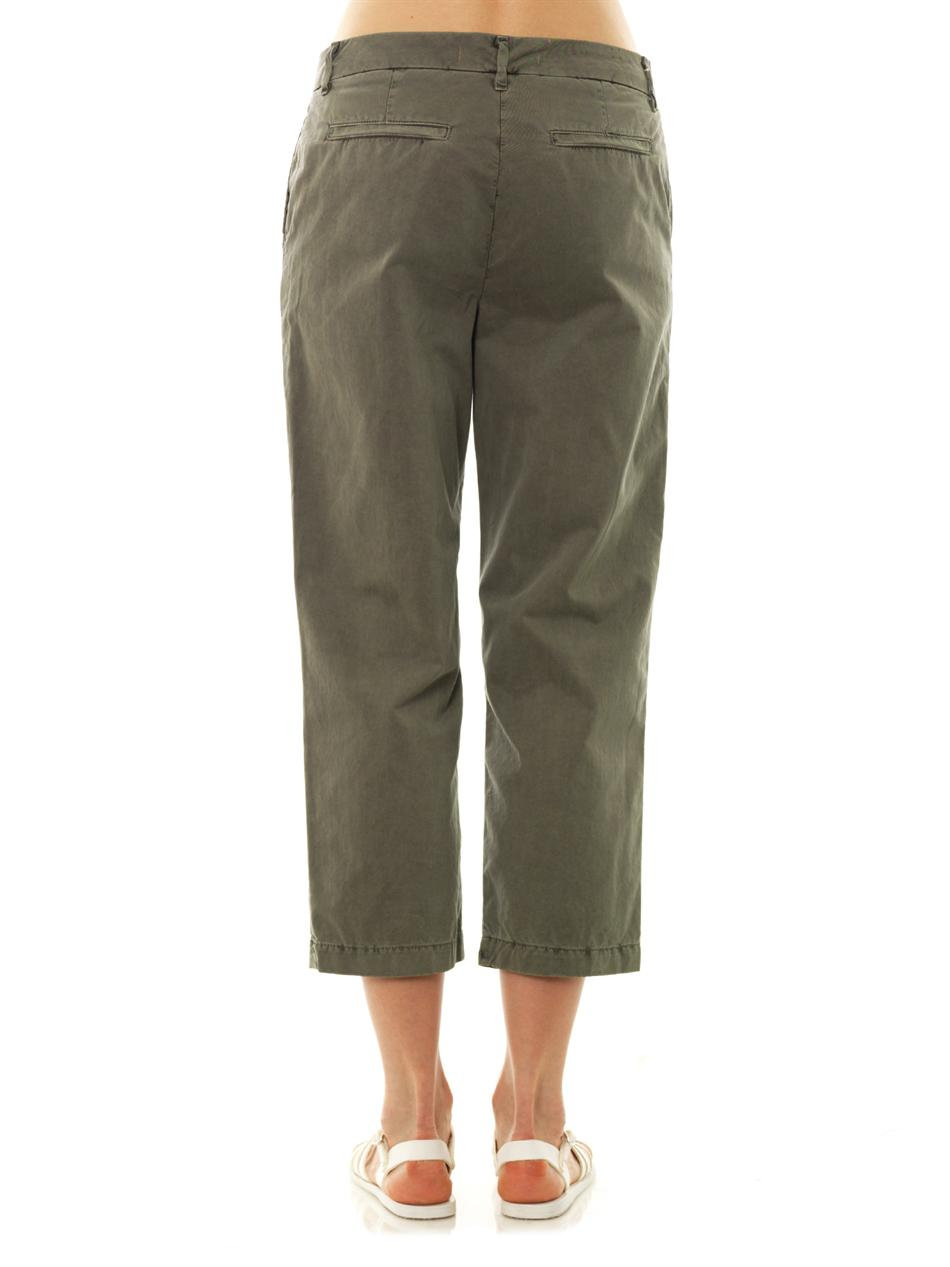 J brand Parker Wide-leg Cropped Trousers in Green | Lyst