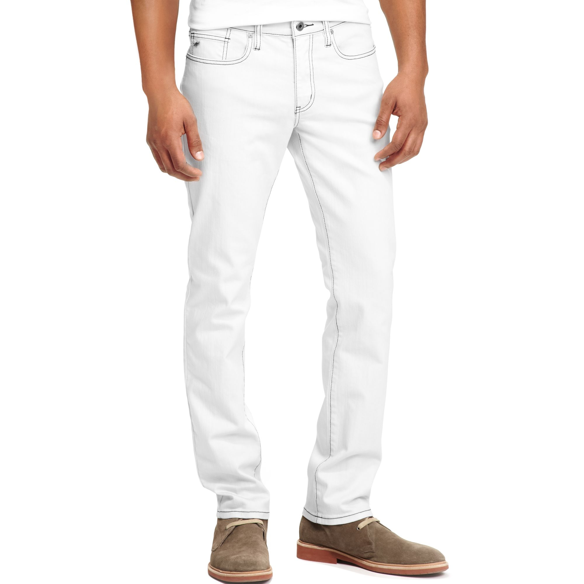 Kenneth Cole Slim Fit Low Rise Jeans in White for Men (grey) | Lyst