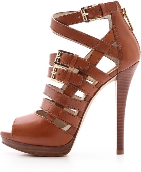 Michael Michael Kors Sandra Platform Sandals Luggage in Brown (Luggage ...