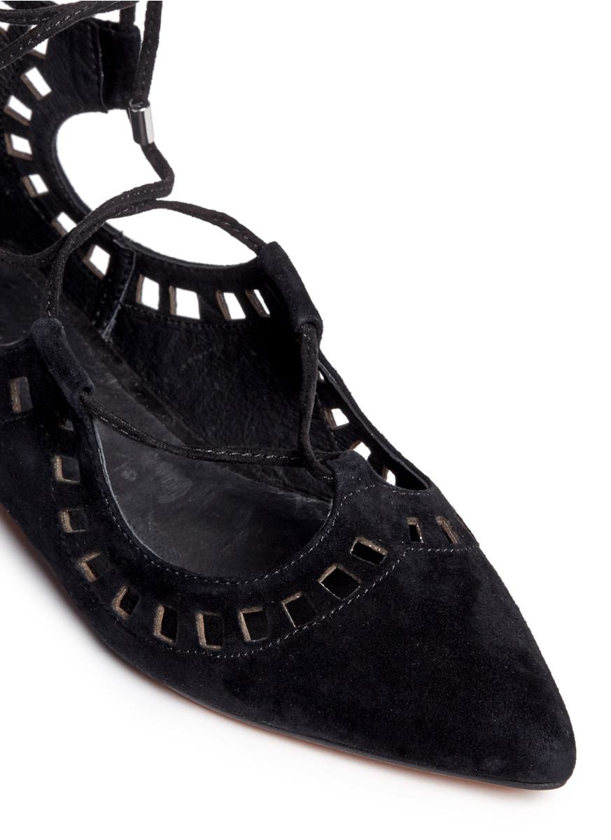 windsor smith 'sunset' perforated suede lace-up flats in black | lyst windsor smith 'sunset' perforated suede lace-up flats in black | lyst