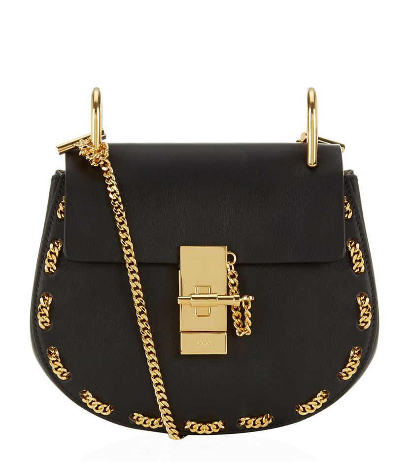 Chloé Mini Drew Chain Trim Shoulder Bag in Black | Lyst