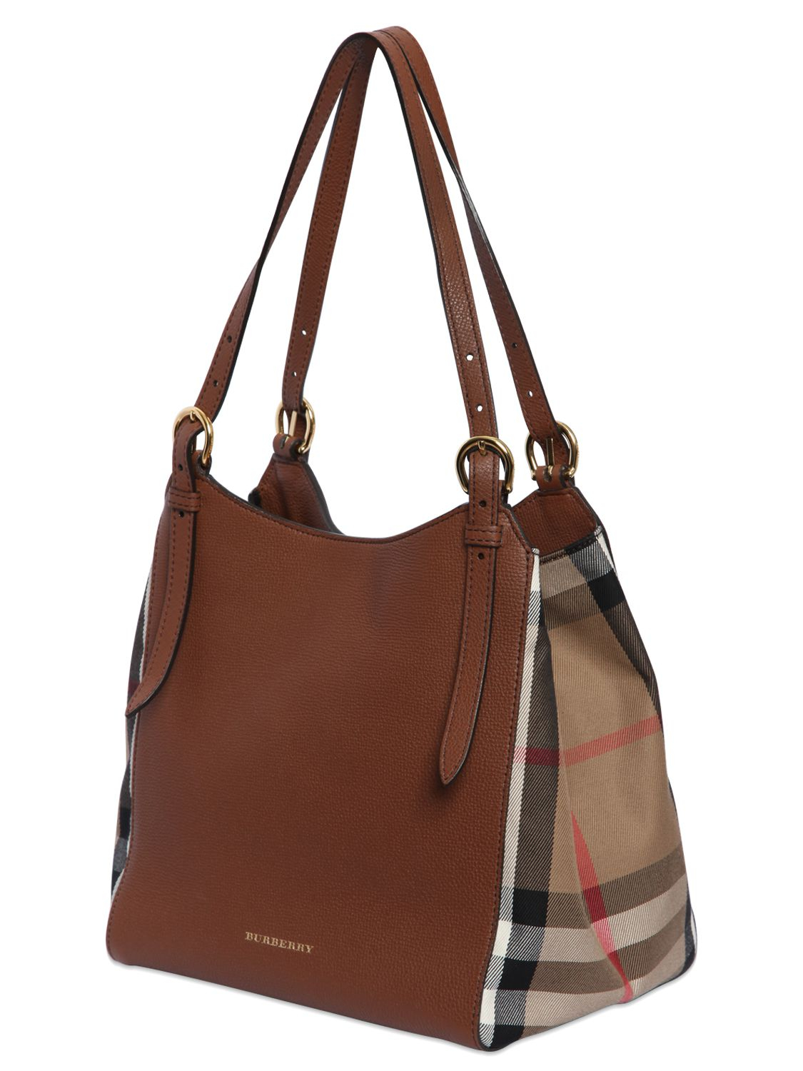Lyst - Burberry Small Canterbury Check & Leather Bag in Brown