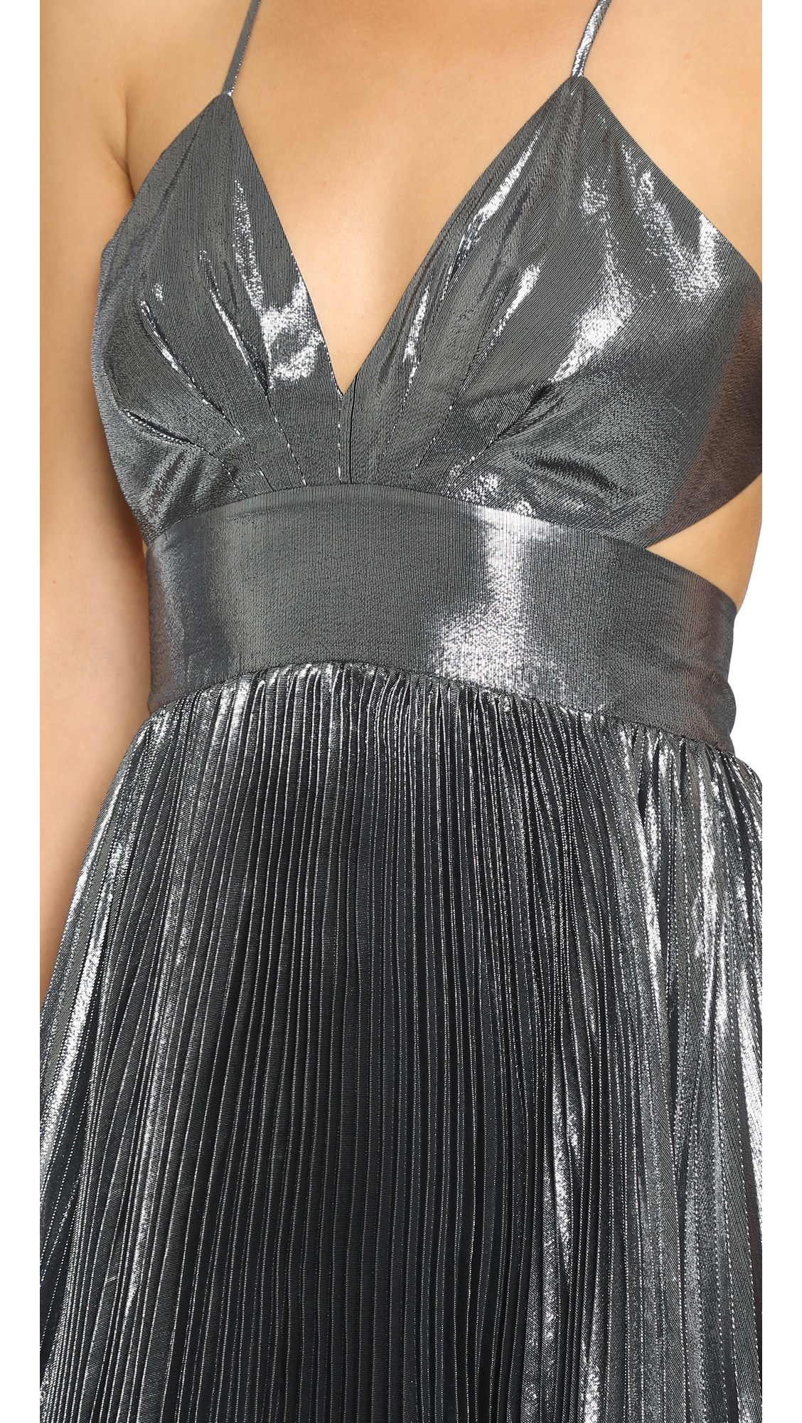 Rebecca taylor Lurex Pleated Dress - Gunmetal in Metallic | Lyst
