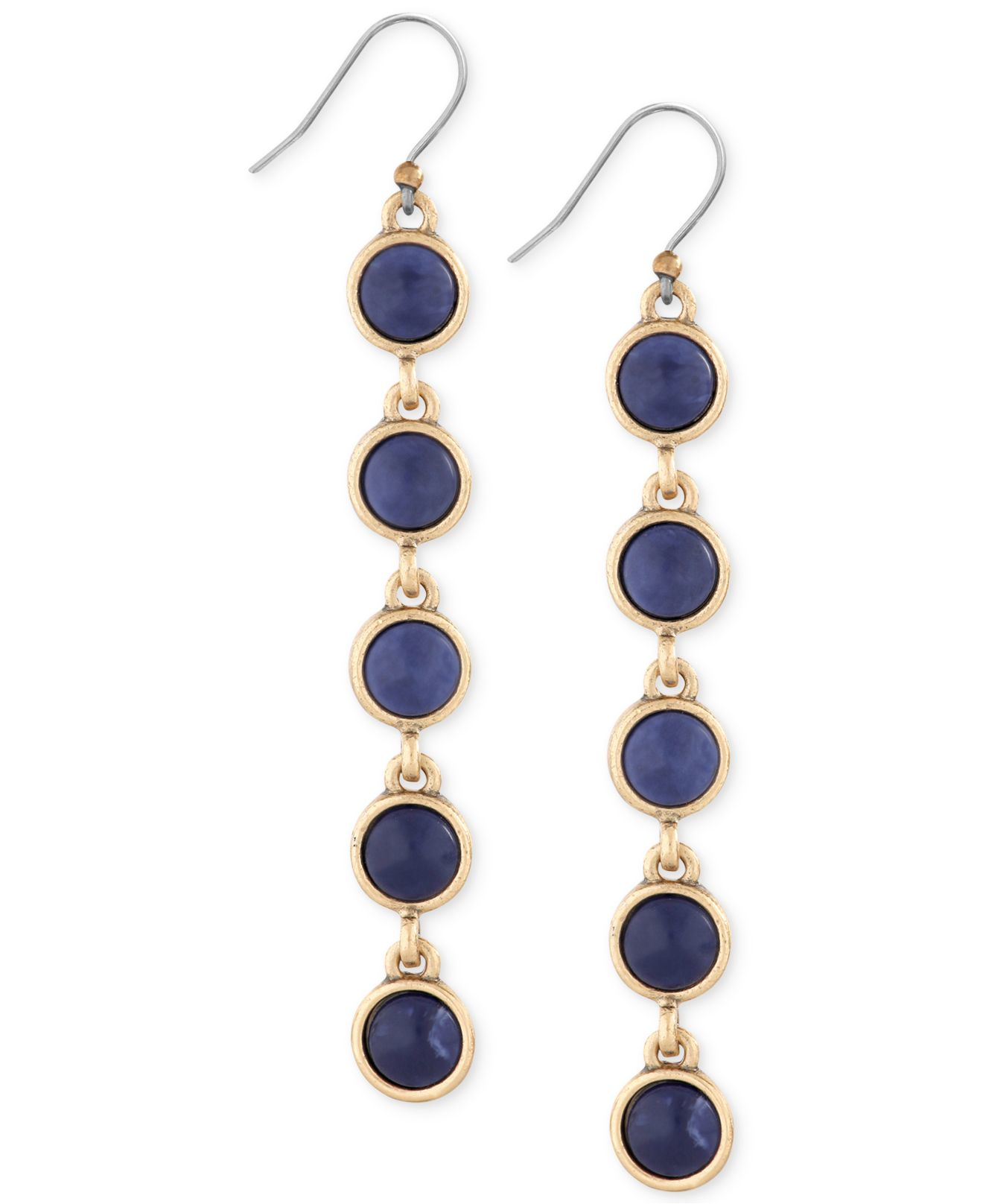 Lyst Lucky Brand Gold Tone Blue Stone Linear Drop Earrings In Metallic Gallery