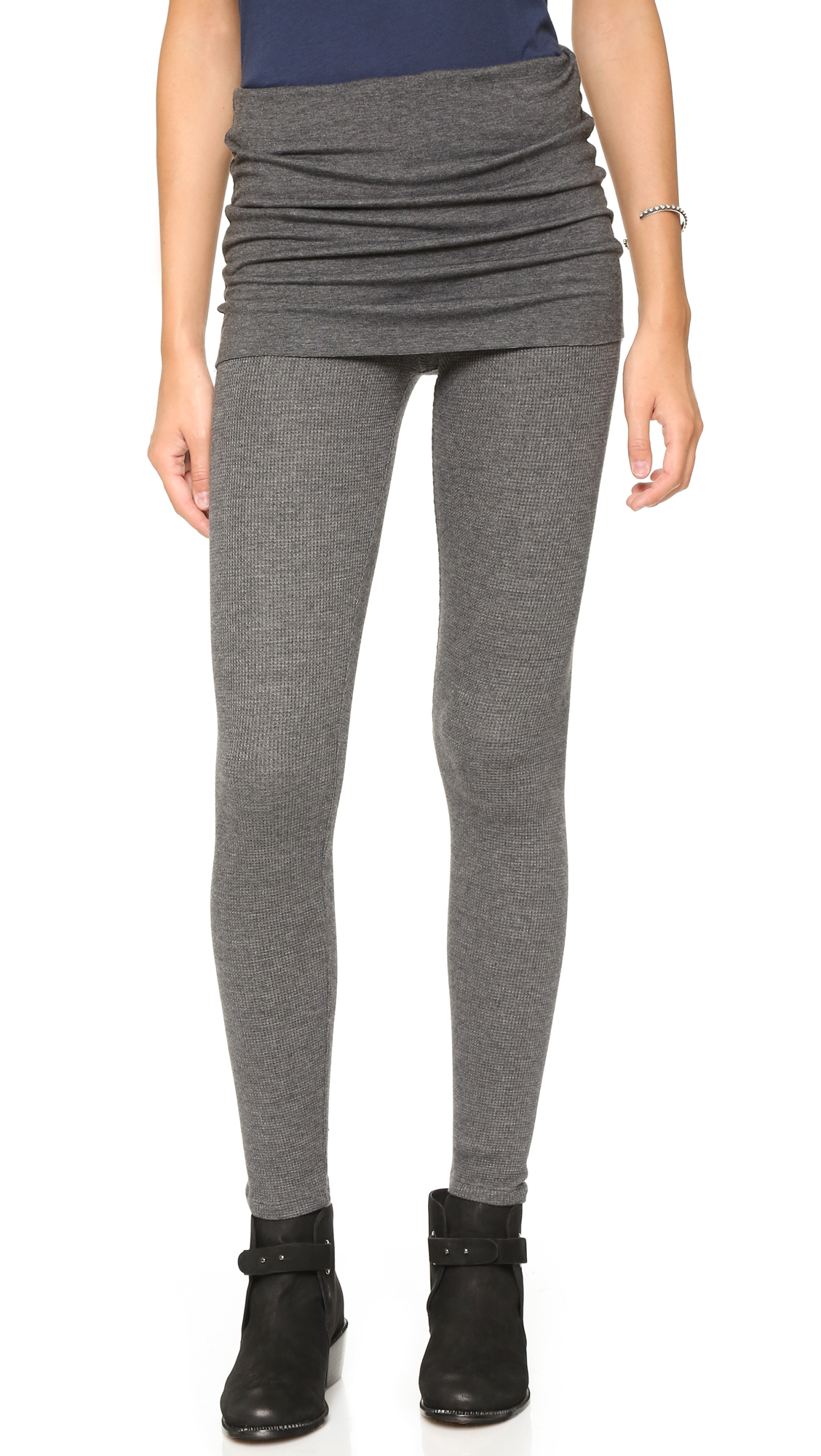 Lyst Splendid Thermal Fold Over Leggings in Gray