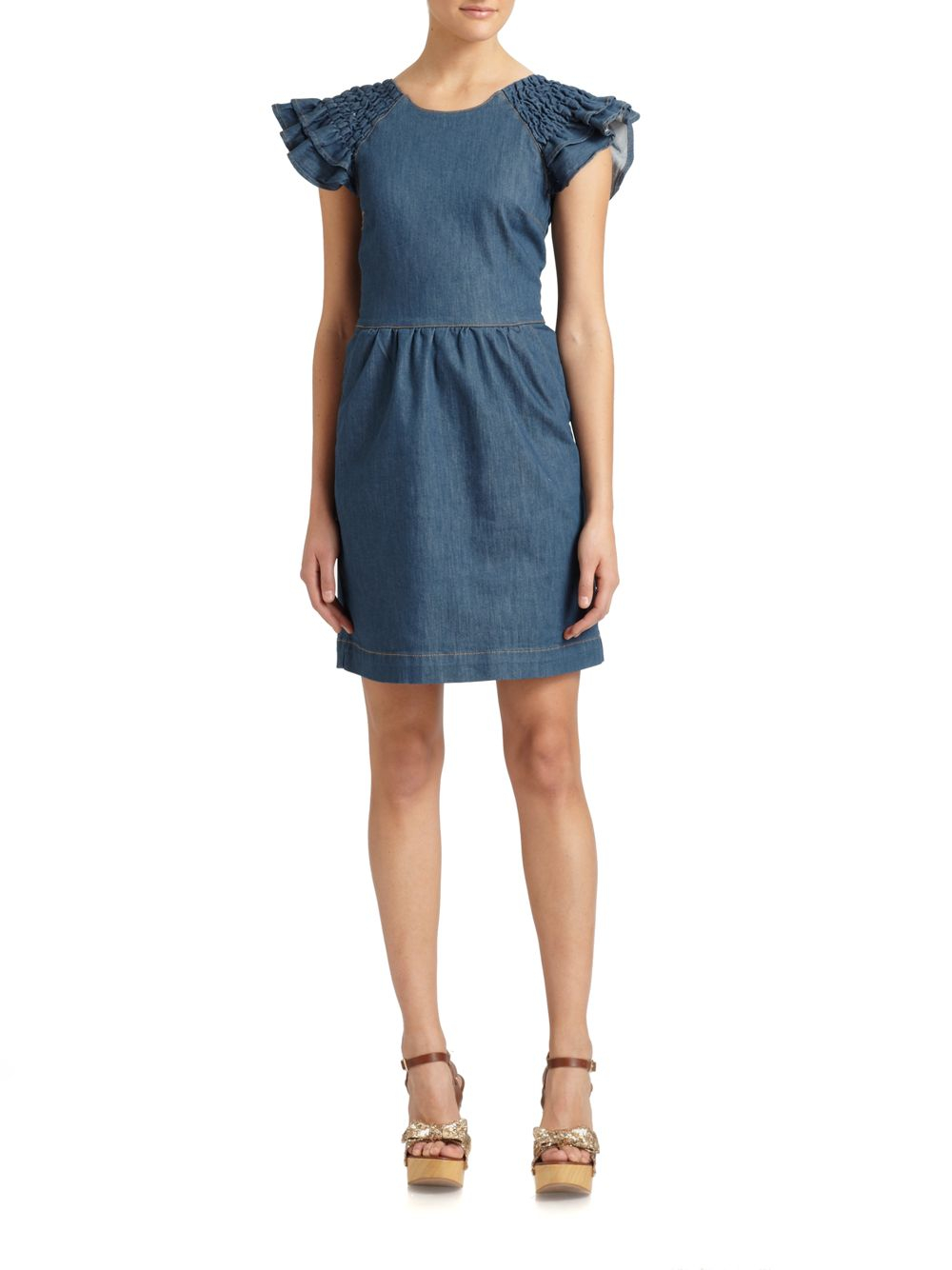 Lyst - Red Valentino Denim Dress in Blue