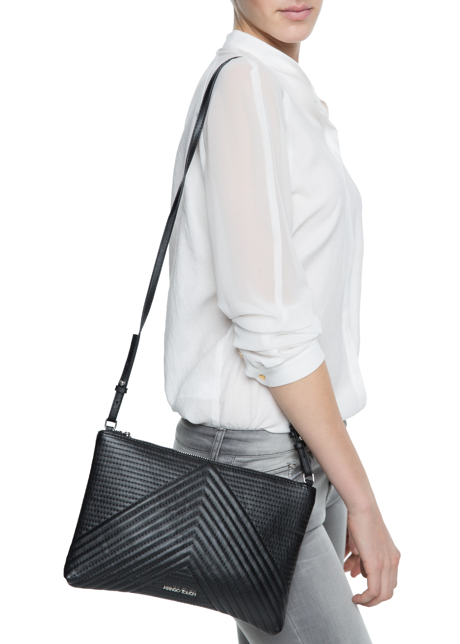 Lyst Mango Quilted Cross Body Bag In Black