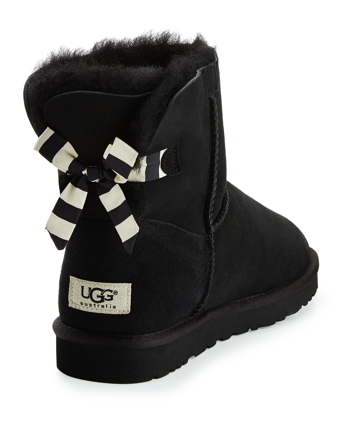 UGG Mini Bailey Striped BowBack Boot in Black Lyst