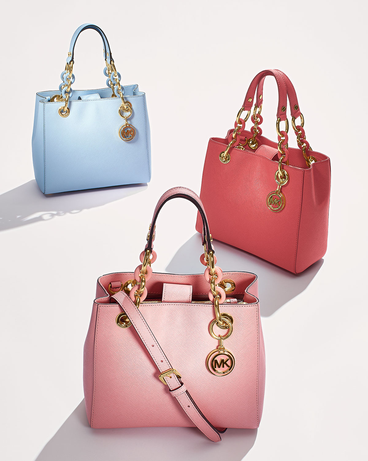 Lyst Michael Kors Cynthia Small Satchel Bag In Red