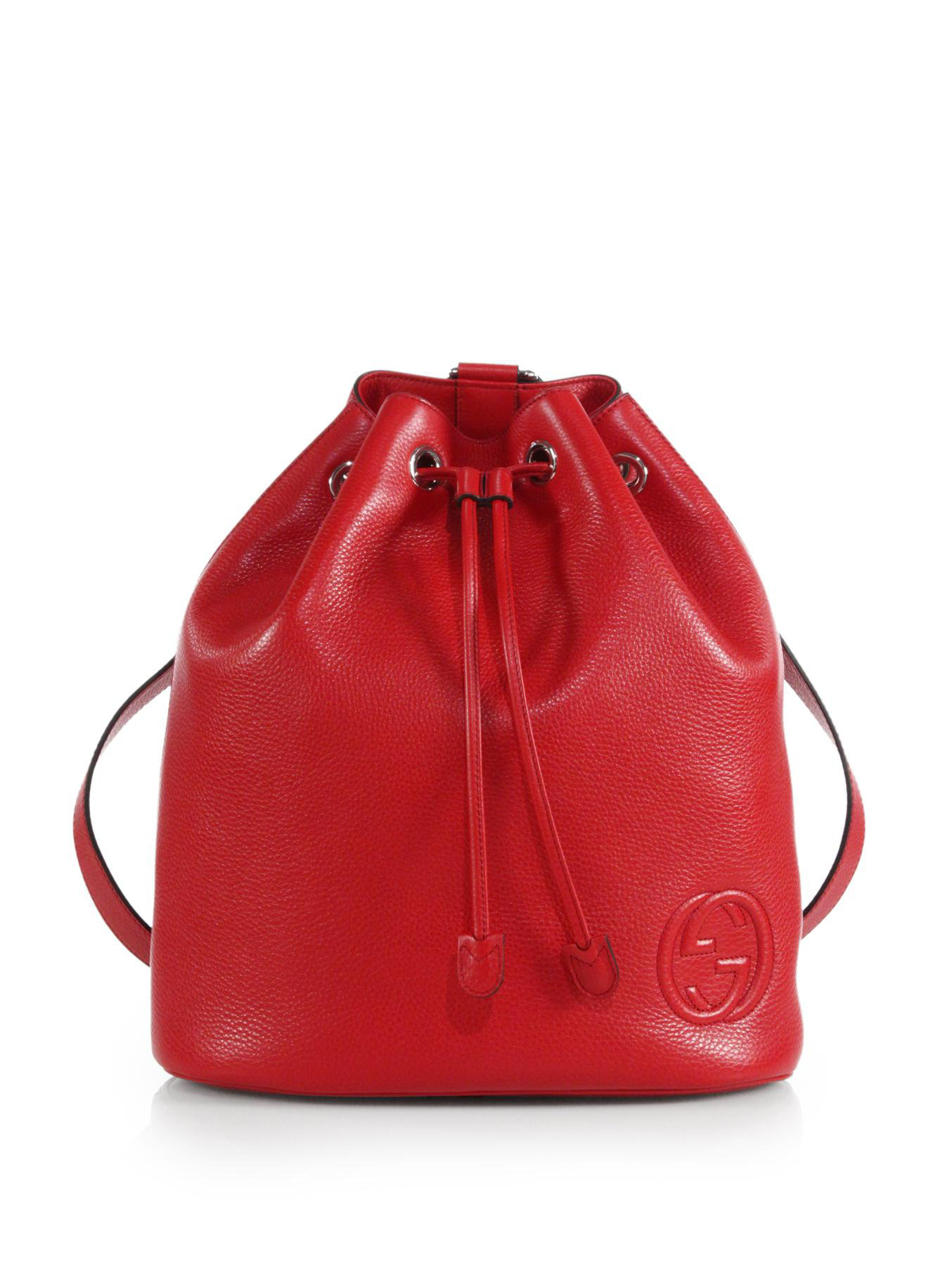 Lyst Gucci Soho Leather Drawstring Backpack in Red for Men