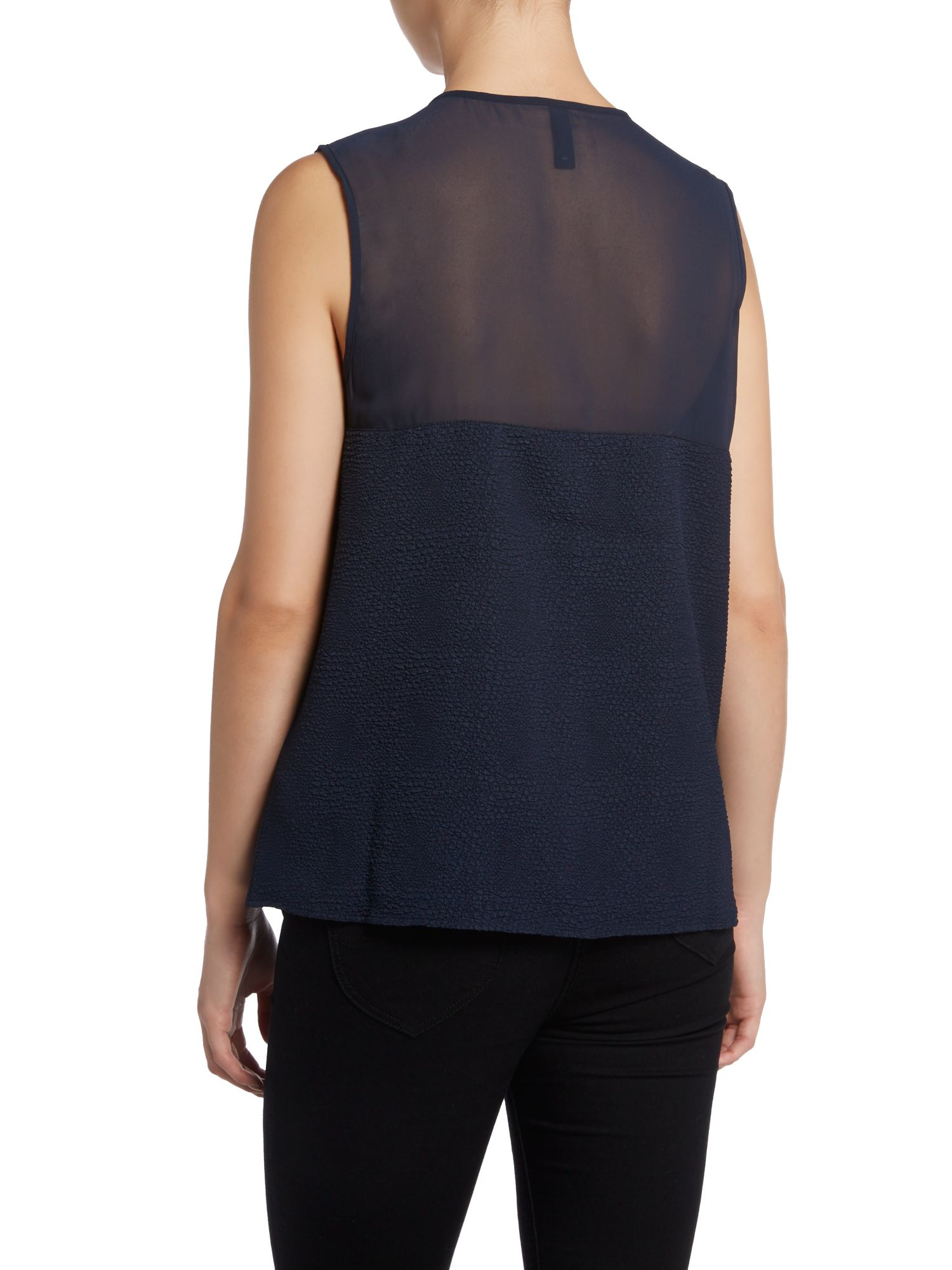 Y.a.s Sleeveless Sheer Detail Top in Blue (Navy) Lyst