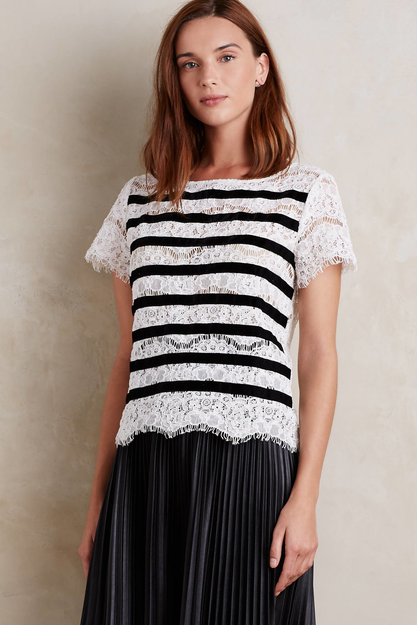 Lyst Harlyn Velvetstripe Tee in Black