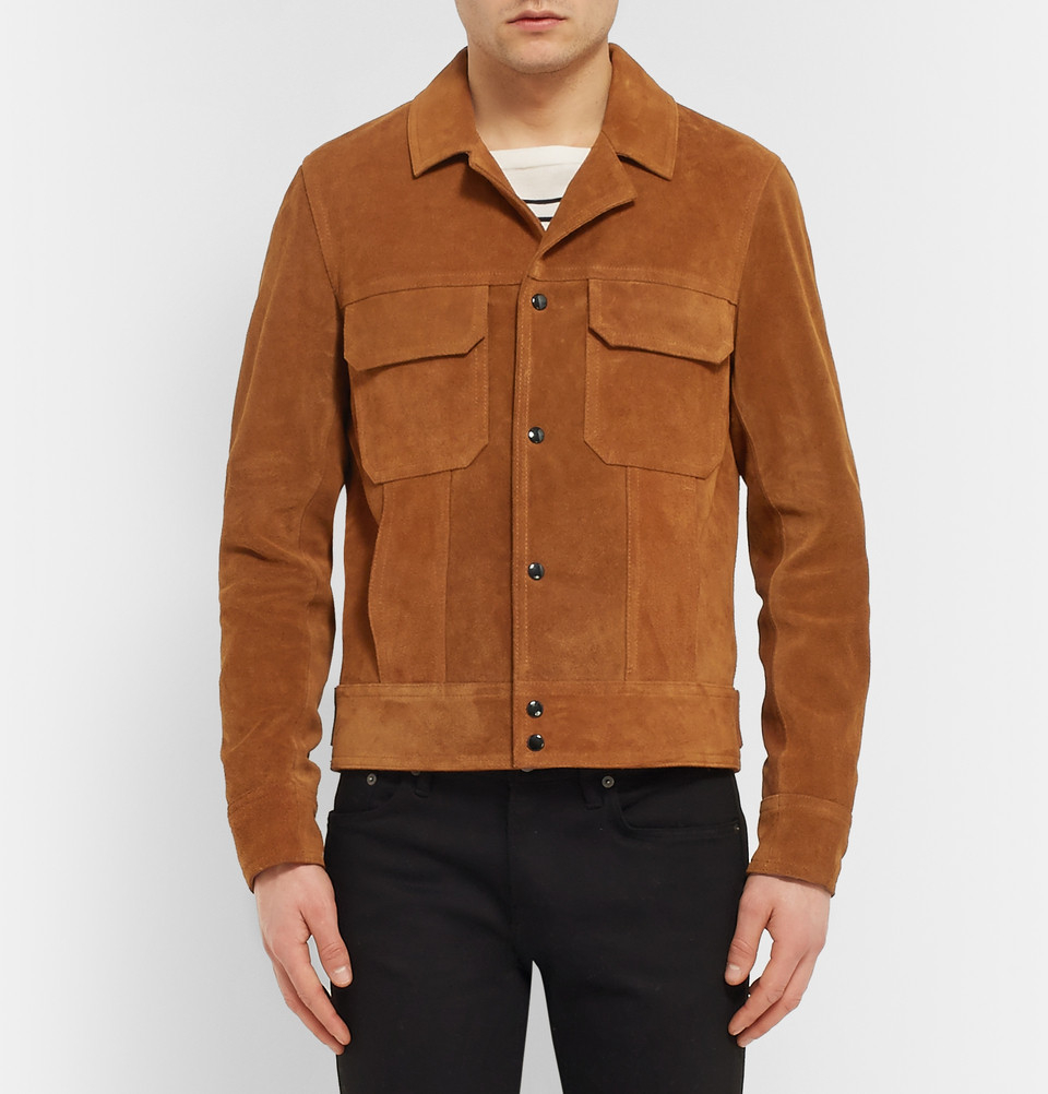 Lyst - Sandro Suede Jacket in Brown for Men